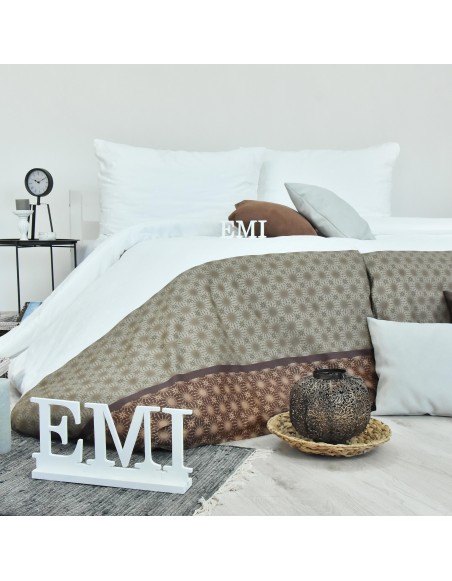 Сатинова_постільна_білизна_Escala_коричнево-біла_EMI