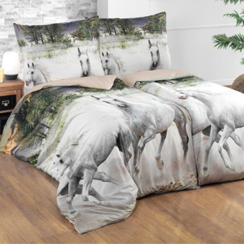 3D_бавовняна_постільна_білизна_Horses