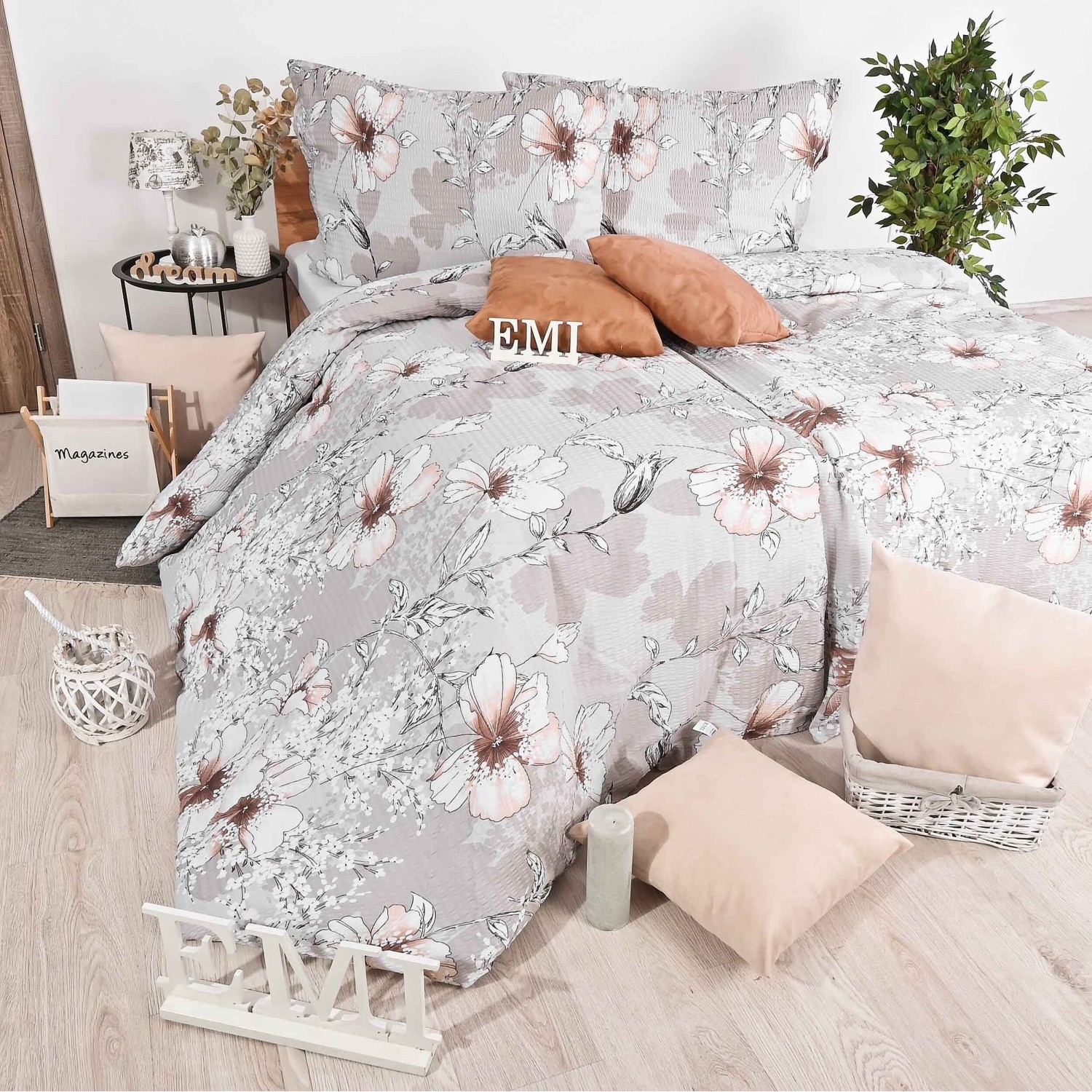 Крепова постільна білизна Isadora pink EMI