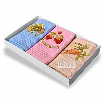 Набір вафельних кухонних рушників fruits 3 шт EMI