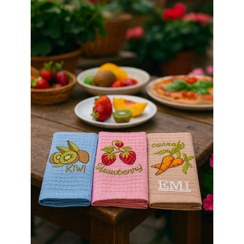 Набір вафельних кухонних рушників fruits 3 шт EMI