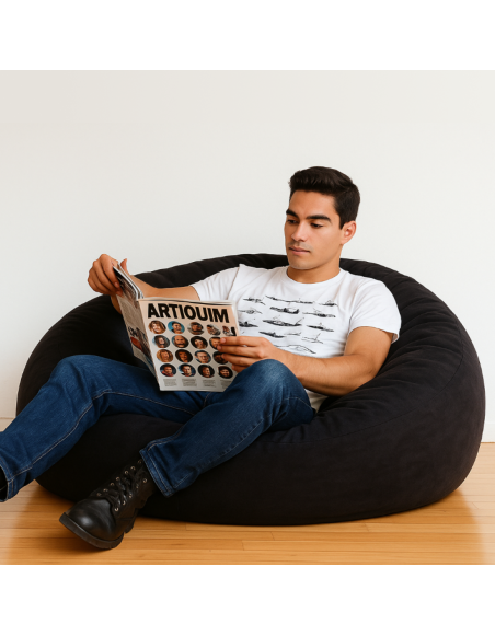 Мішок для сидіння куля замшева чорна EMI