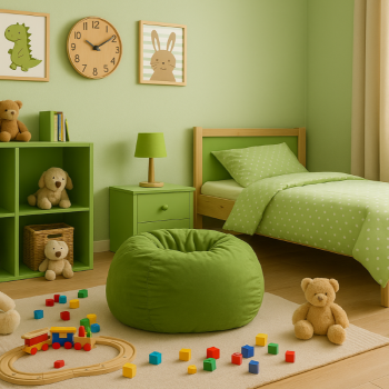 Мішок для сидіння куля замшева зелений EMI