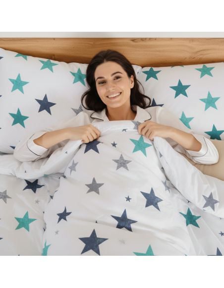 Бавовняна постільна білизна Galaxy бірюзова EMI