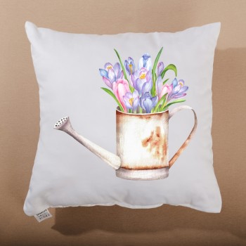 Інтер'єрна_подушка_ Primavera_з_принтом_крокусів_у_старій_садовій_лейці