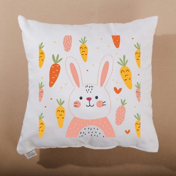 Дитяча декоративна подушка Carrots 40х40 см з принтом зайчика