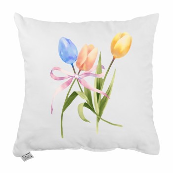 Біла_декоративна_подушка_ EMI_Colora_40х40_см_з_тюльпанами