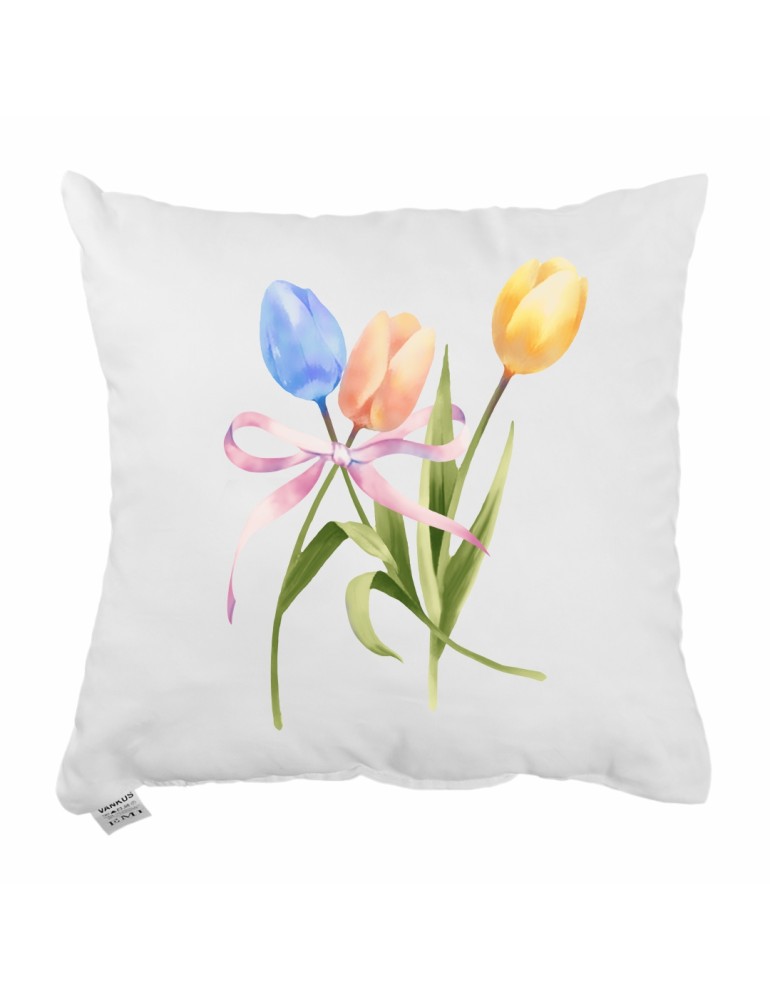 Біла_декоративна_подушка_ EMI_Colora_40х40_см_з_тюльпанами
