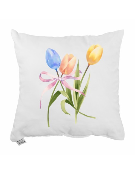 Біла_декоративна_подушка_ EMI_Colora_40х40_см_з_тюльпанами
