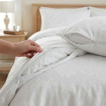 Біла дамаська постільна білизна Melissa 100% бавовна | EMI