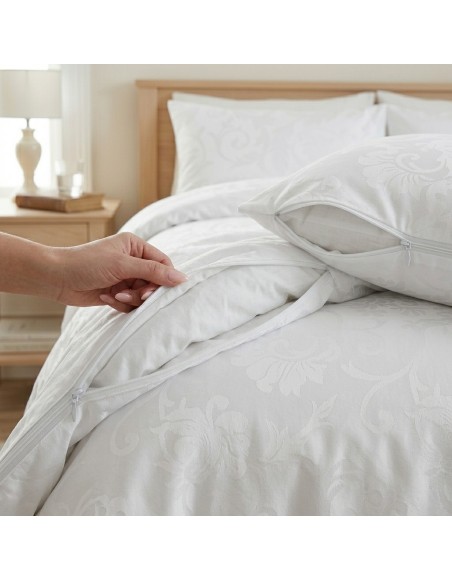Біла дамаська постільна білизна Melissa 100% бавовна | EMI