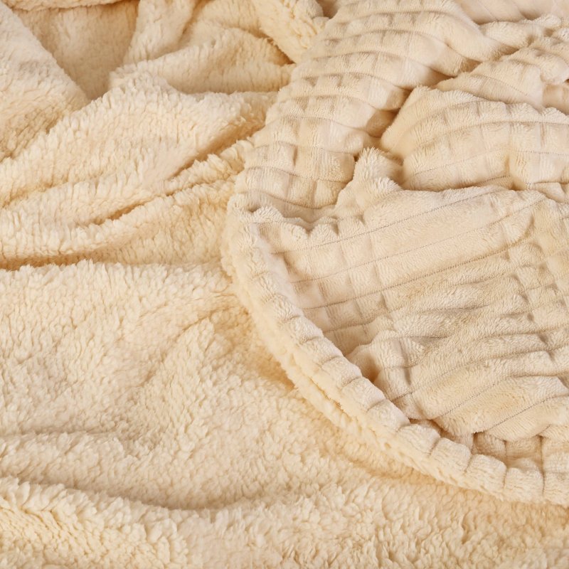 Двостороній бежевий плед 150х180 см EMI