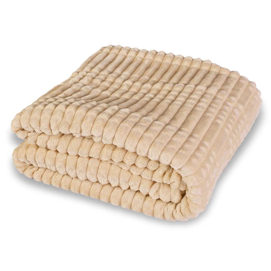 Двостороній бежевий плед 150х180 см EMI