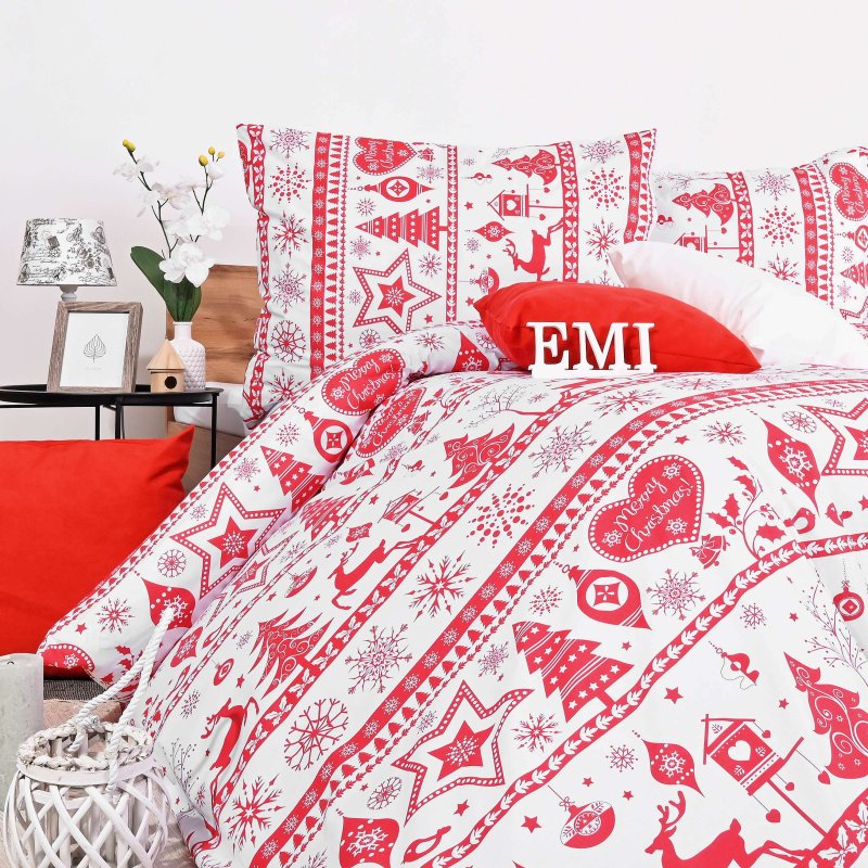 Різдвяна_бавовняна_постільна_білизна_Eleonora_червона_EMI