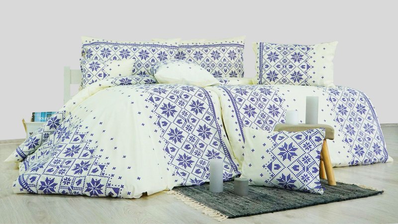 Бавовняна_постільна_білизна_Etno_кремово-блакитна_EMI