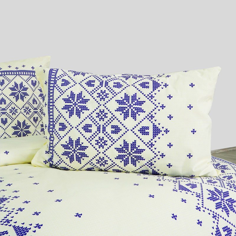 Бавовняна_постільна_білизна_Etno_кремово-блакитна_EMI