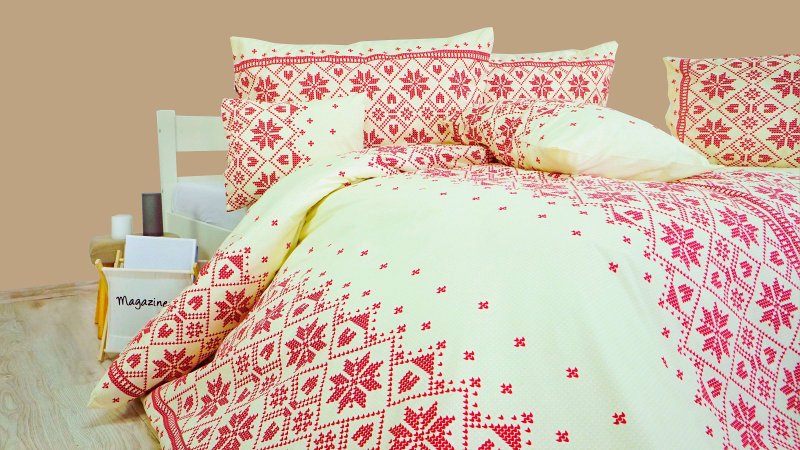 Бавовняна_постільна_білизна_Etno_кремово-бордова_EMI