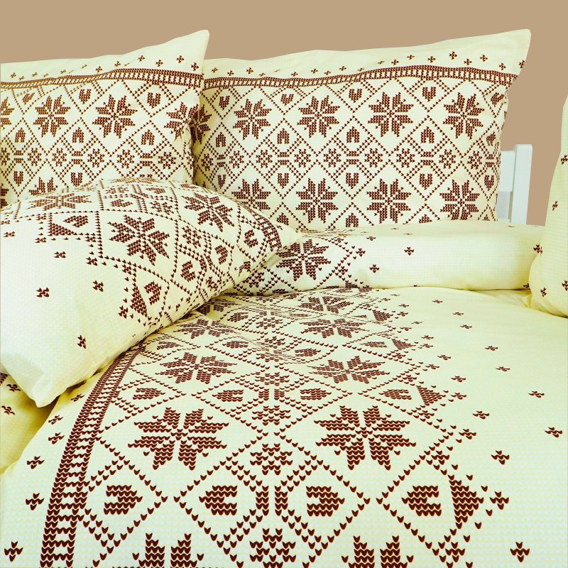 Бавовняна_постільна_білизна_Etno_кремово-коричнева_EMI