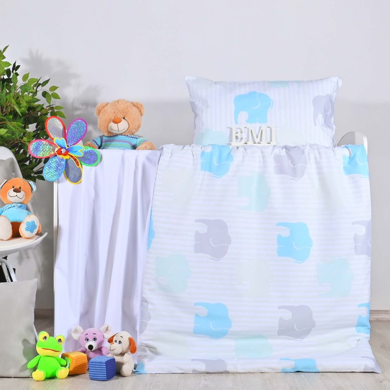 Дитяча_постільна_білизна_Слоники_блакитні_EMI