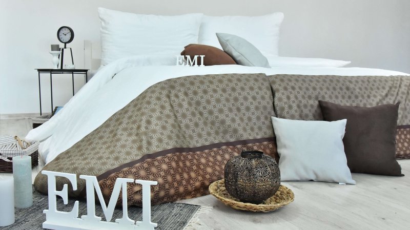 Сатинова_постільна_білизна_Escala_коричнево-біла_EMI