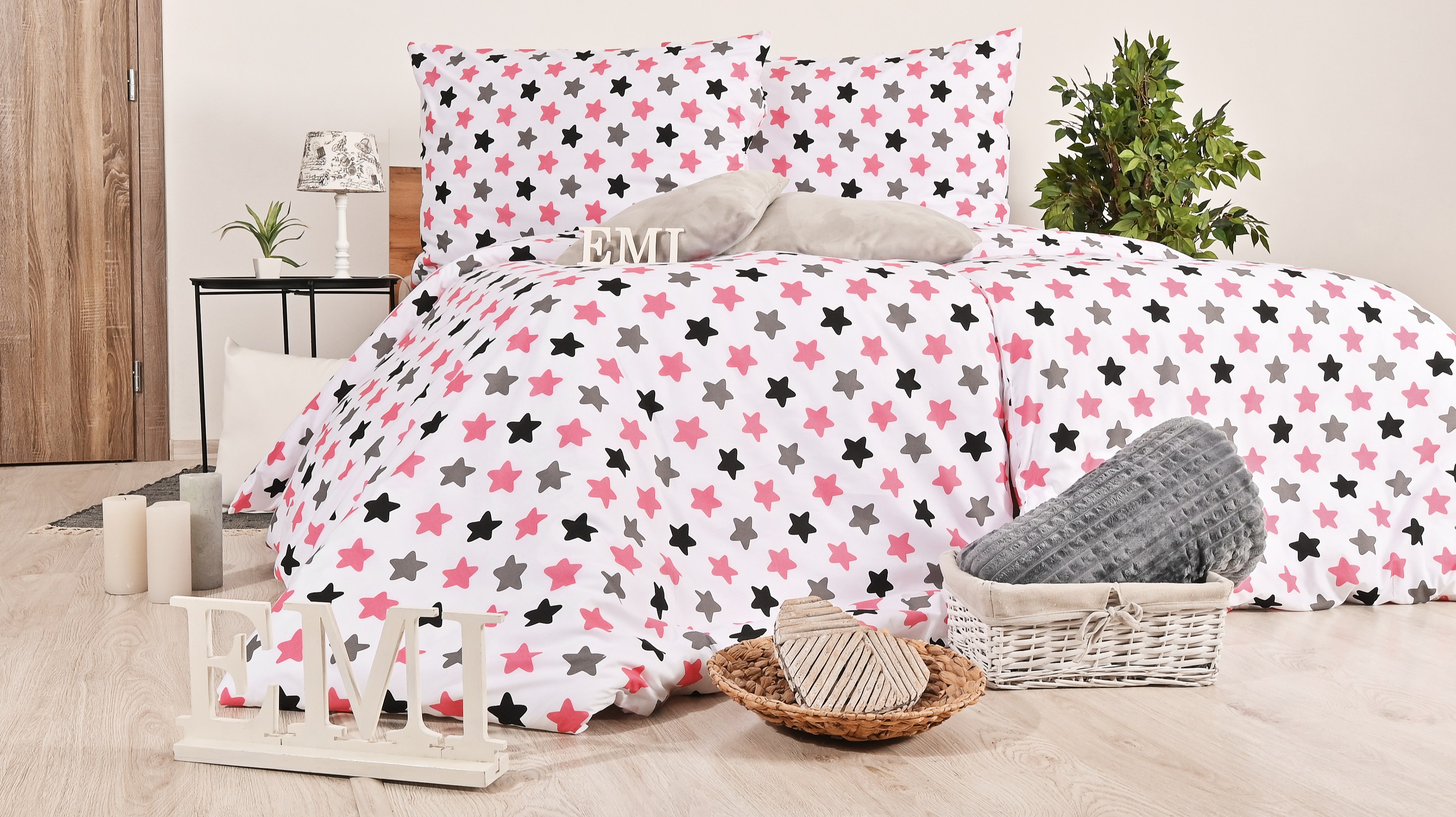 Дитяча постільна білизна Pink Stars EMI