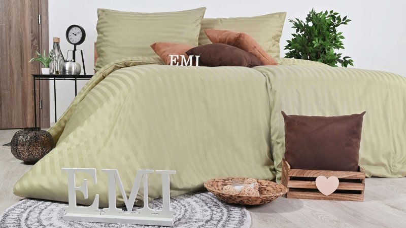 Постільна_білизна_з_дамаску_коричнево-оливкова_EMI
