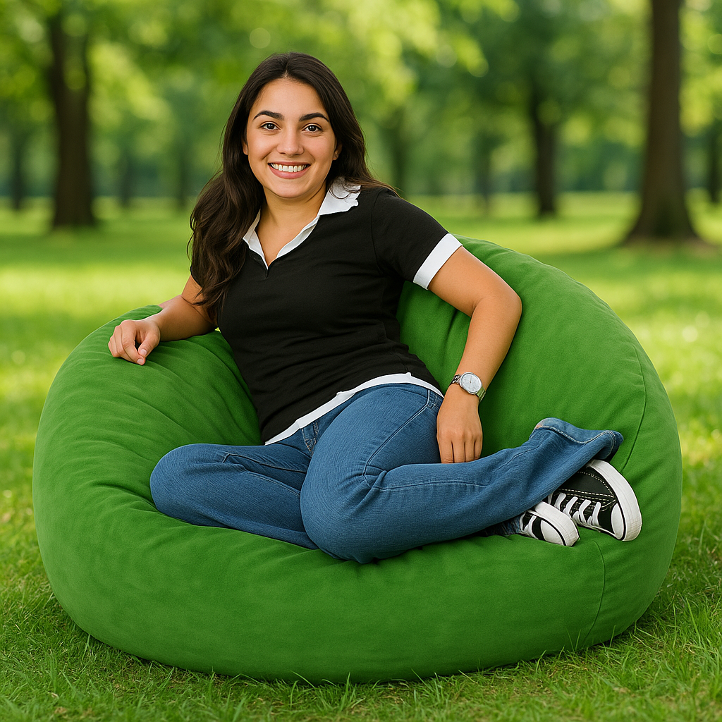 Мішок_для_сидіння_куля_замшева_зелена_EMI