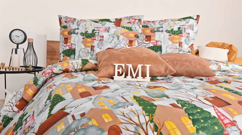 Різдвяна бавовняна постільна білизна Carol EMI